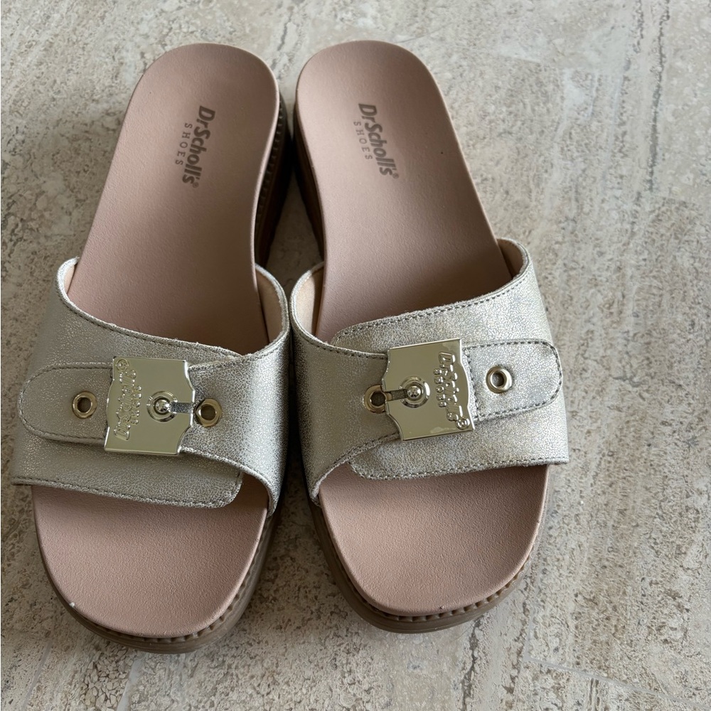 Dr. Scholl's Silver Slide Sandals